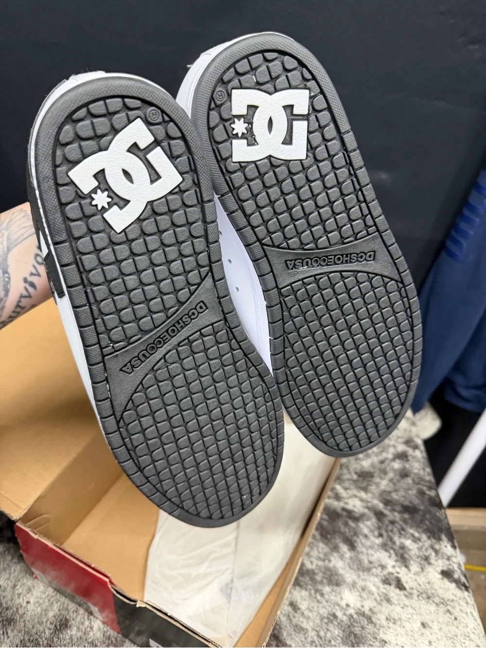 DC Low-Top Skate Shoes in White and Black